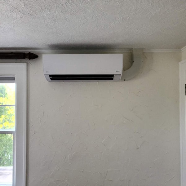 Ductless mini-split installation.